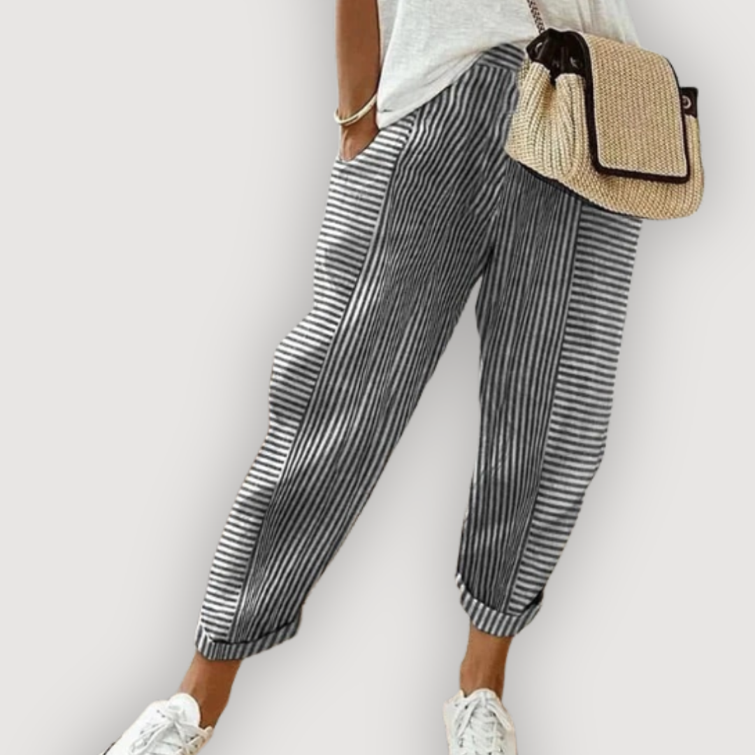 MIRA – STRIPED LINEN TROUSERS
