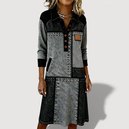 VELL – PANELLED BUTTON DRESS