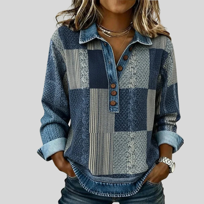 Vavina™ | Colorblock Print Sweatshirt