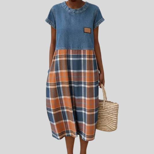 Alyssae™ | Casual Denim Patchwork Dress