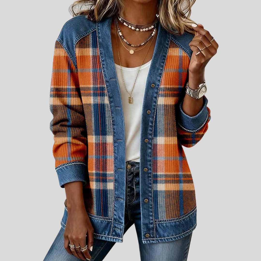 Mireille™ | Retro Pattern Plaid Patchwork Art Cardigan