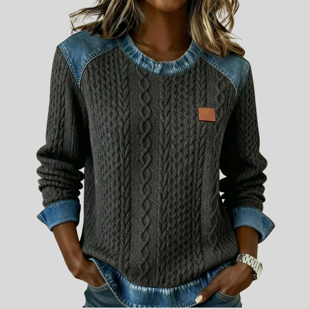 Averique™ | Knit Denim Accent Sweater