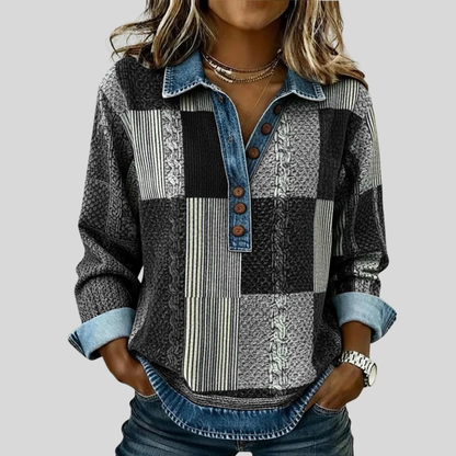 Vavina™ | Colorblock Print Sweatshirt