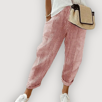 MIRA – STRIPED LINEN TROUSERS