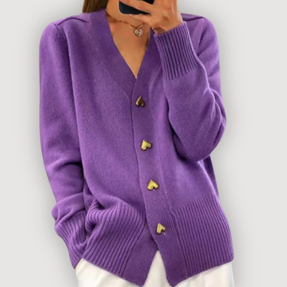 BELLA – HEART BUTTON CARDIGAN
