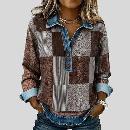 Vavina™ | Colorblock Print Sweatshirt