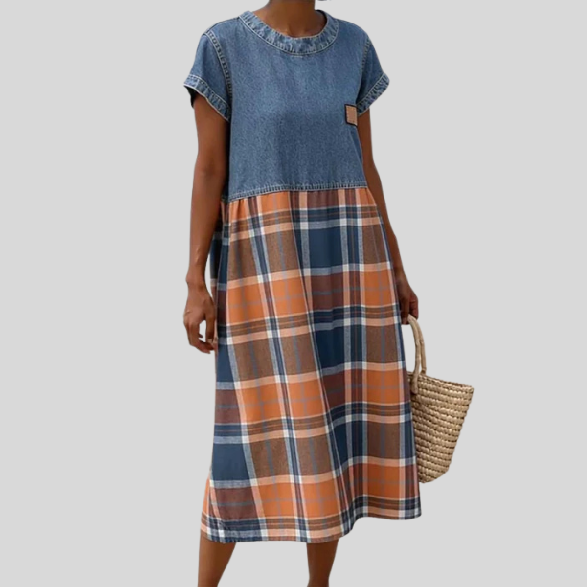 Alyssae™ | Casual Denim Patchwork Dress