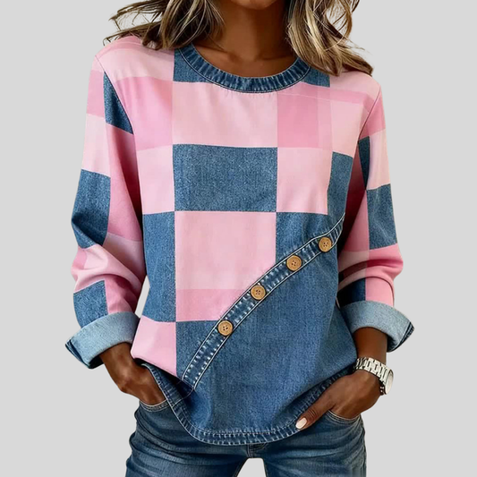 Alouette™ | Rose and Blue Patchwork Art Sweatshirt