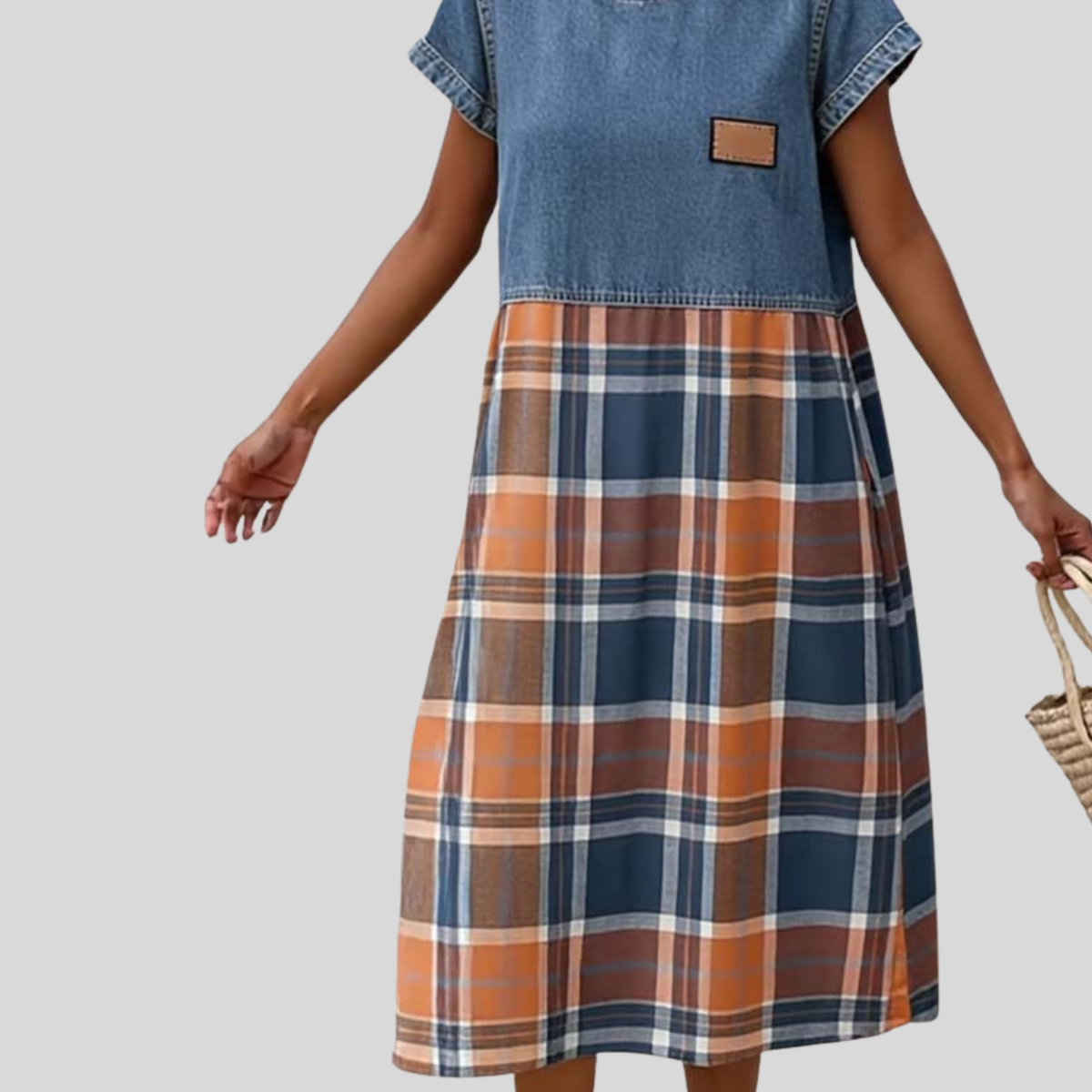 Alyssae™ | Casual Denim Patchwork Dress