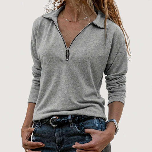 MAUREEN – ZIP COLLAR TOP