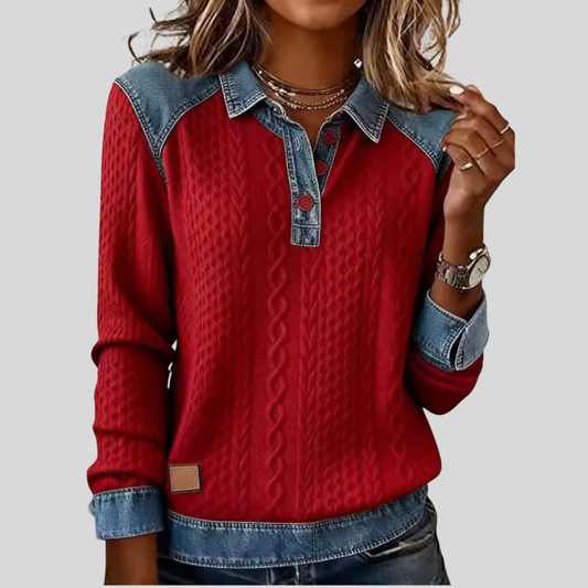 Vivian™ | Stylish Denim Collar Top
