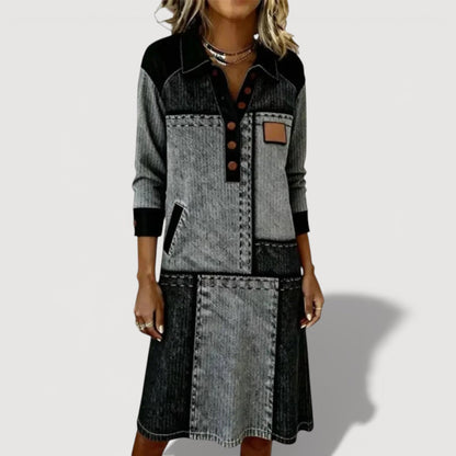 VELL – PANELLED BUTTON DRESS