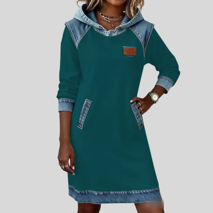 Charlotte™ | Cozy Contrast Hooded Dress